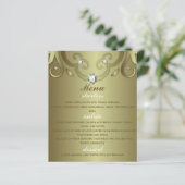 Elegant Luxury  Victoriaans Gold Wedding Menu (Staand voorkant)