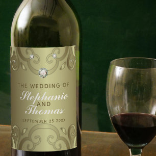 Elegant Luxury  Victoriaans Gold Wedding Wijn Etiket