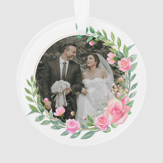 Élégant M. et Mme Fleurs Roses Mariage (dos)
