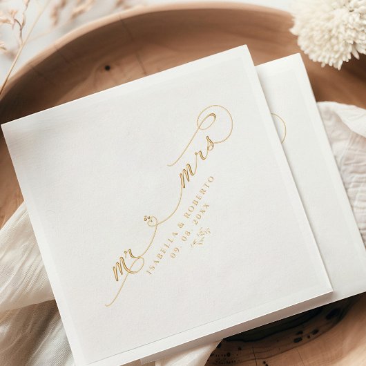 Élégant M. & Mme. Calligraphie Mariage Or