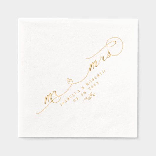 Élégant M. & Mme Calligraphie Script Mariage Or (Recto)