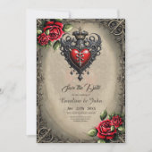 Elegant maar mystiek gotisch hart save the date (Voorkant)