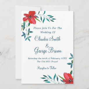 Elegant maar Simple Flowerding Wedding Invitation Kaart