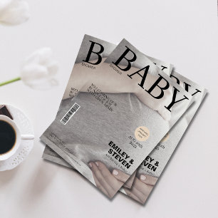 Elegant magazine cover foto Baby shower Kaart