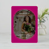 Elegant Magenta Photo Afstuderen Folie Uitnodiging (Staand Voorkant)