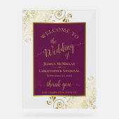 Elegant Magenta Plum & Gold Wedding Welcome (Recto)