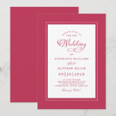 Elegant Magenta Red Modern Calligraphy Wedding Kaart (Voorkant / Achterkant)