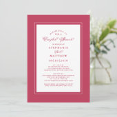 Elegant Magenta Red White Wedding Couples Shower Kaart (Staand voorkant)