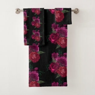 Elegant Magenta Roos Floral Bouquet Bad Handdoek