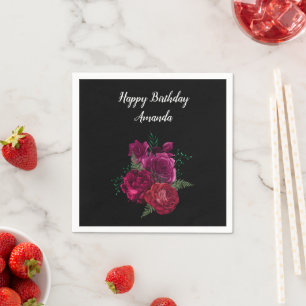 Elegant Magenta Roos Floral Bouquet Birthday Servet