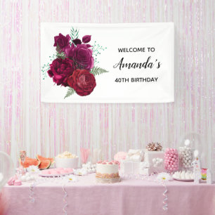 Elegant Magenta Roos Floral Bouquet Birthday Spandoek