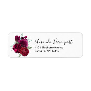 Elegant Magenta Roos Floral Bouquet Etiket