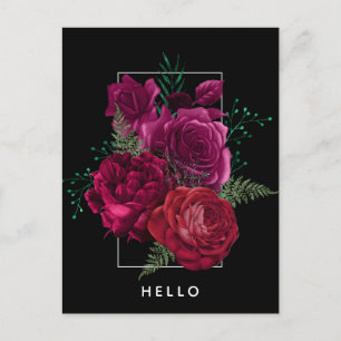Elegant Magenta Roos Floral Bouquet Hallo Briefkaart