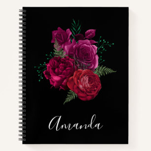 Elegant Magenta Roos Floral Bouquet Notitieboek