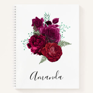 Elegant Magenta Roos Floral Bouquet Notitieboek