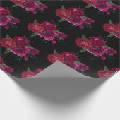 Elegant Magenta Roos Floral Bouquet Pattern Cadeaupapier (Hoek)