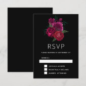 Elegant Magenta Roos Floral Bouquet RSVP Kaartje (Voorkant / Achterkant)