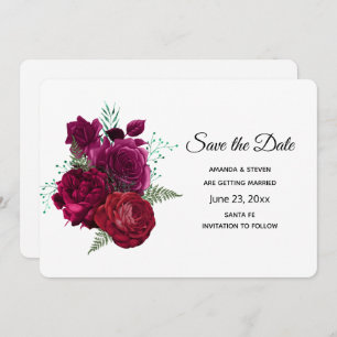 Elegant Magenta Roos Floral Bouquet Save The Date