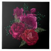 Elegant Magenta Roos Floral Bouquet Tegeltje (Voorkant)