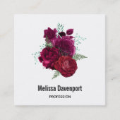 Elegant Magenta Roos Floral Bouquet Vierkante Visitekaartje (Voorkant)