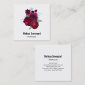 Elegant Magenta Roos Floral Bouquet Vierkante Visitekaartje (Voorkant / Achterkant)