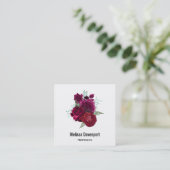 Elegant Magenta Roos Floral Bouquet Vierkante Visitekaartje (Staand voorkant)
