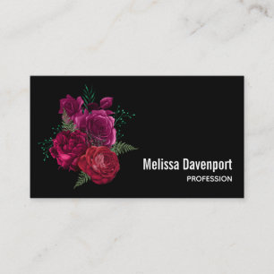 Elegant Magenta Roos Floral Bouquet Visitekaartje