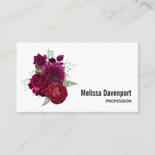 Elegant Magenta Roos Floral Bouquet Visitekaartje