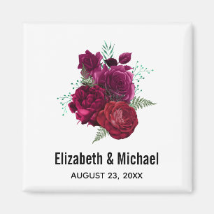 Elegant Magenta Roos Floral Bouquet Wedding Magneet