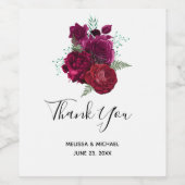 Elegant Magenta Roos Floral Bouquet Wijn Etiket (Enkel label)