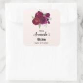 Elegant Magenta Roos Floral Kitchen Vierkante Sticker (Tas)