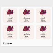 Elegant Magenta Roos Floral Kitchen Vierkante Sticker (Vel)
