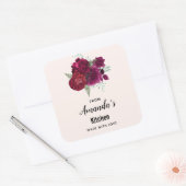 Elegant Magenta Roos Floral Kitchen Vierkante Sticker (Envelop)