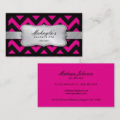 Elegant Magenta roze en Black Chevron Pattern Visitekaartje (Voorkant / Achterkant)