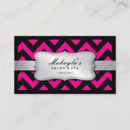 Elegant Magenta roze en Black Chevron Pattern Visitekaartje