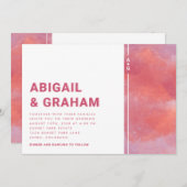 Elegant Magenta Wedding Uitnodiging (Voorkant / Achterkant)