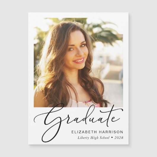 Élégant Magnet de graduation de la photo de script (Devant)