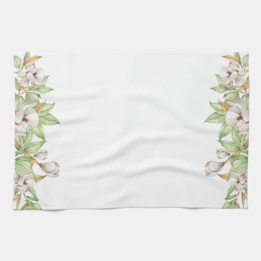 Elégant Magnolia Aquarelle Serviette de cuisine (Horizontal)