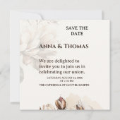 Élégant Magnolia Beige Enregistrer La Carte Date (Devant)