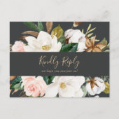 Elégant Magnolia Black Menu Choice Carte Postale R (Devant)