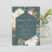 Elegant Magnolia Blauwgroen en White Rehearsal Din Kaart (Staand voorkant)