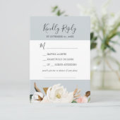 Elegant Magnolia Blue Gray Song Request RSVP Card (Staand voorkant)
