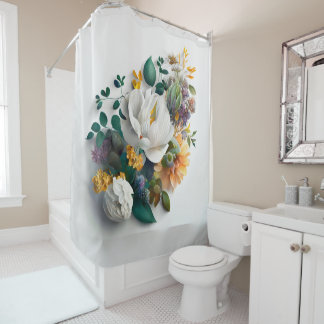 Elegant Magnolia | Blush monogram Douchegordijn
