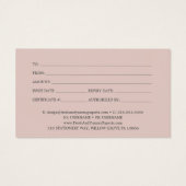 Élégant Magnolia | Certificat cadeau blanc et blan (Dos)