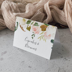 Elegant Magnolia   Etiket voor witte en blauwe buf Kaart