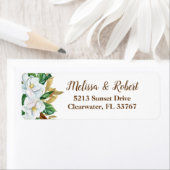 Élégant Magnolia Étiquettes d'adresse de retour (En situation)