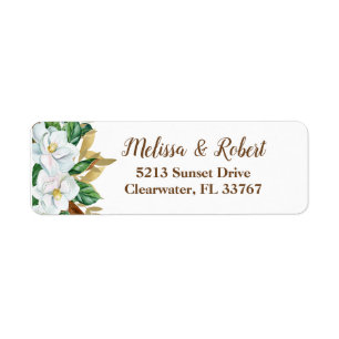 Élégant Magnolia Étiquettes d'adresse de retour