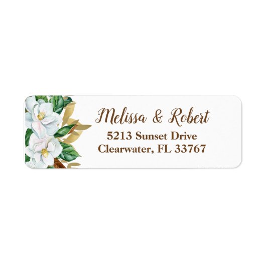 Élégant Magnolia Étiquettes d'adresse de retour (Devant)