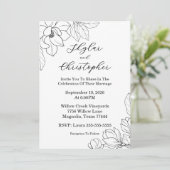 Élégant Magnolia Faire-part de mariage noire (Debout devant)