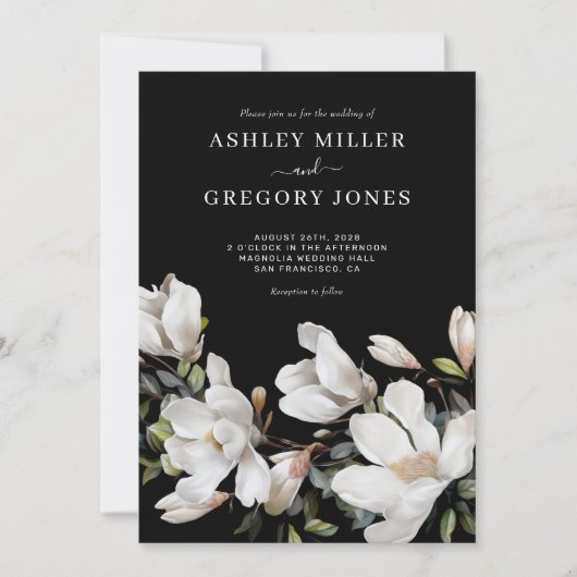 Elégant Magnolia Faire-part de mariage Photo (Devant)